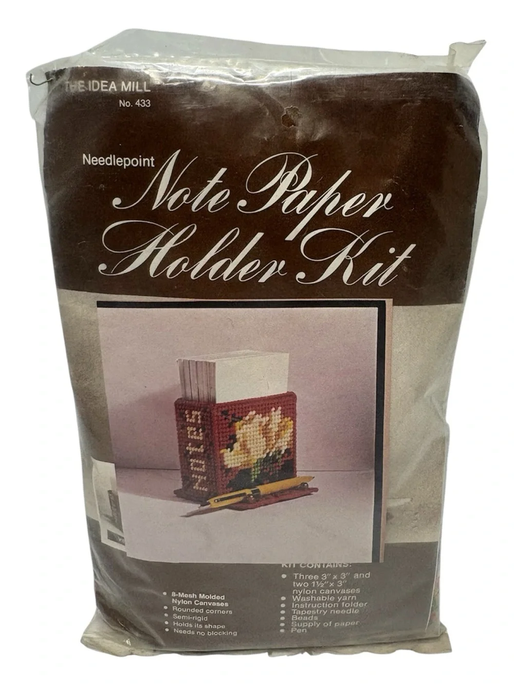Needlepoint Note Paper Holder Kit with Floral Panel GM13